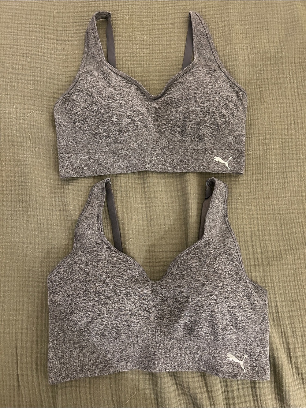 Puma Women's Heather Gray Seamless Support Sports Bras - Twin Pack